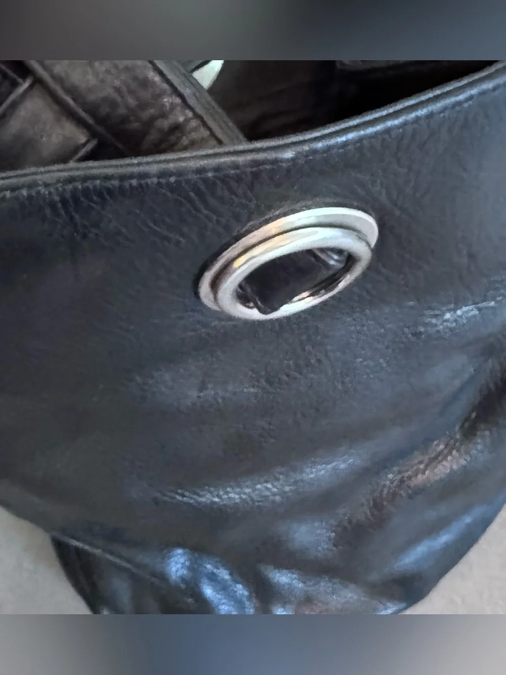 G.H. Bass & Co. Black Leather Shoulder - Backpack Bag with Silver Accent